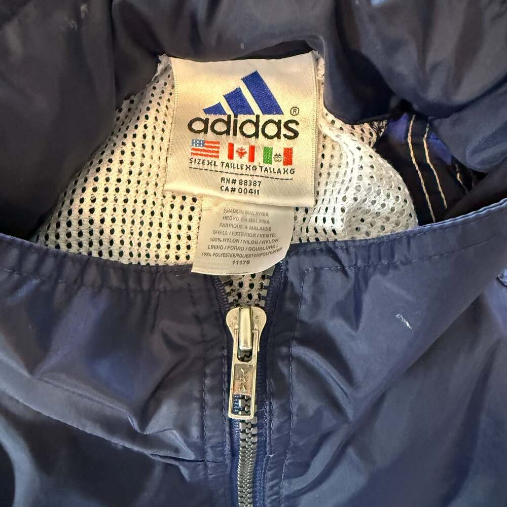 Vintage 90’s Adidas 3-Stripe Windbreaker Jacket Navy Blue Size XL - Picture 4 of 4